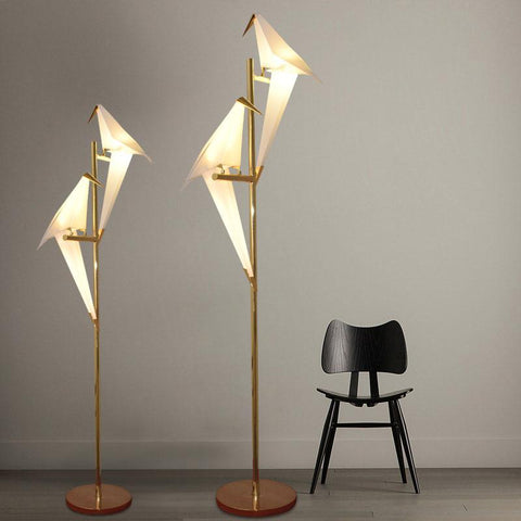 Modern Paper Birds Floor Lamp Gold