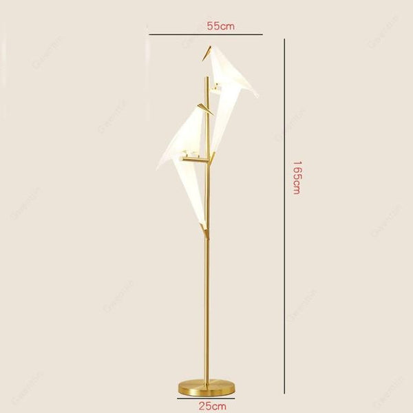 Modern Paper Birds Floor Lamp Gold